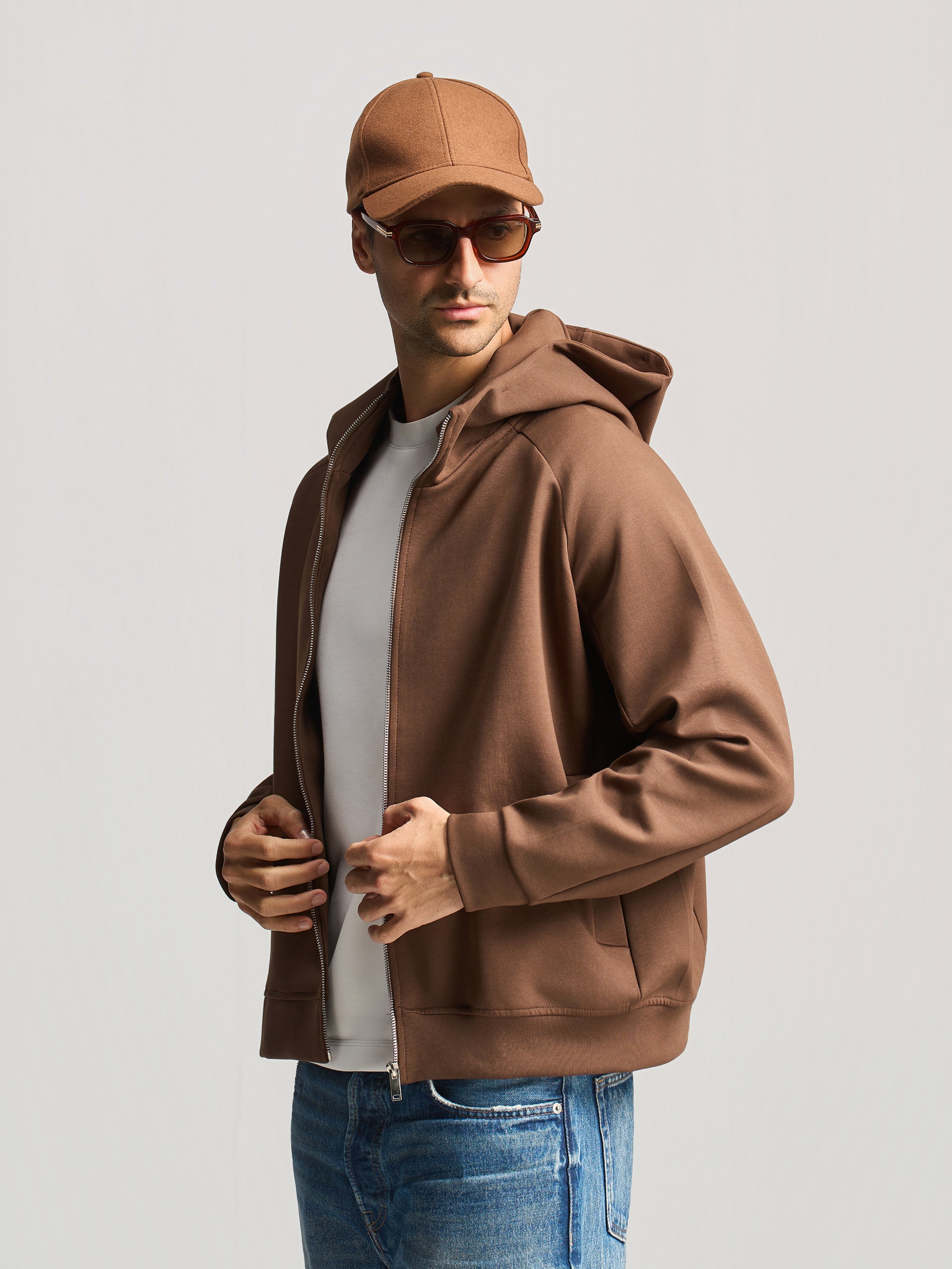 Brown Essential Hooded Jacket