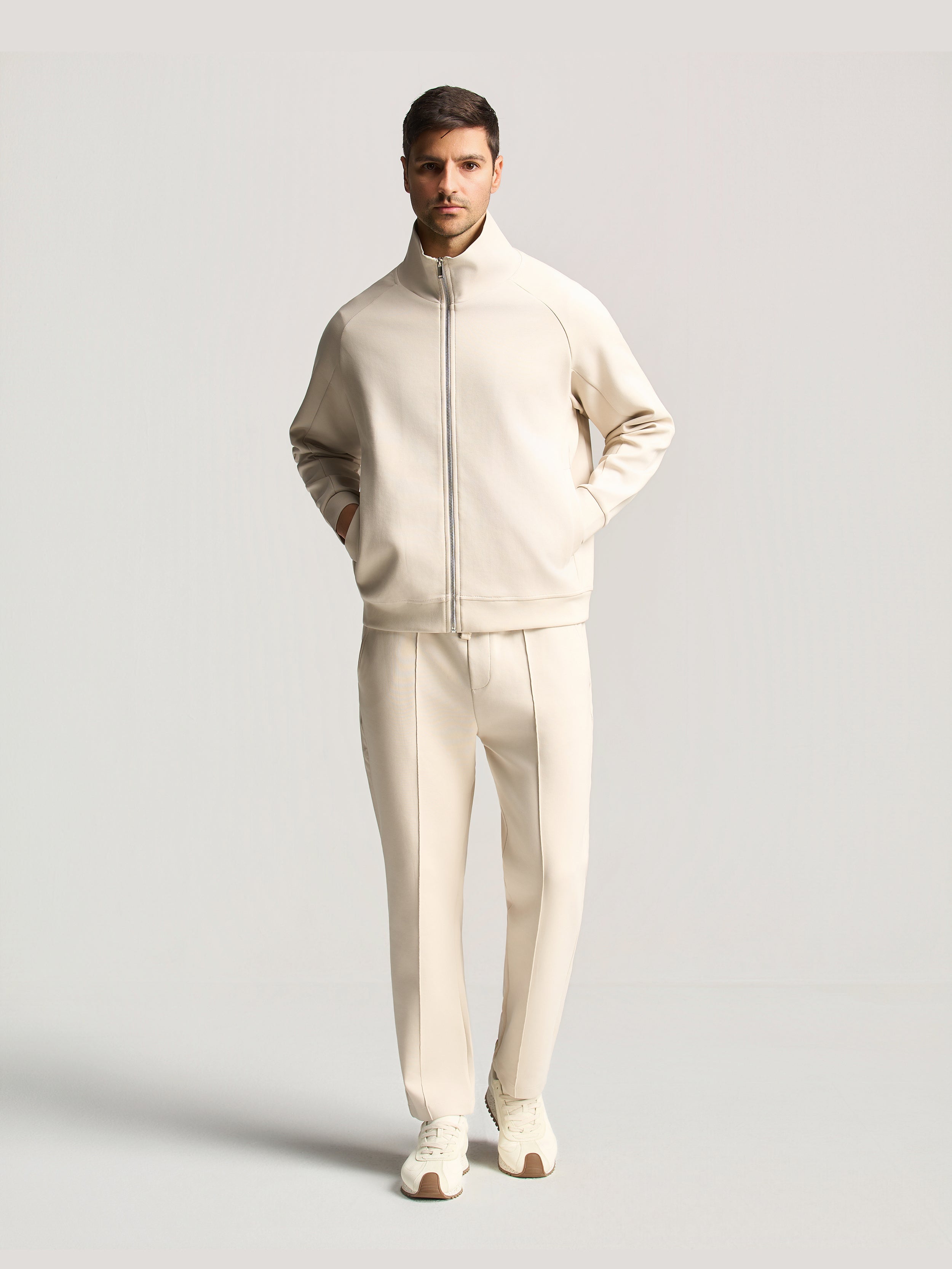 Beige Essential Funnel Neck Suit