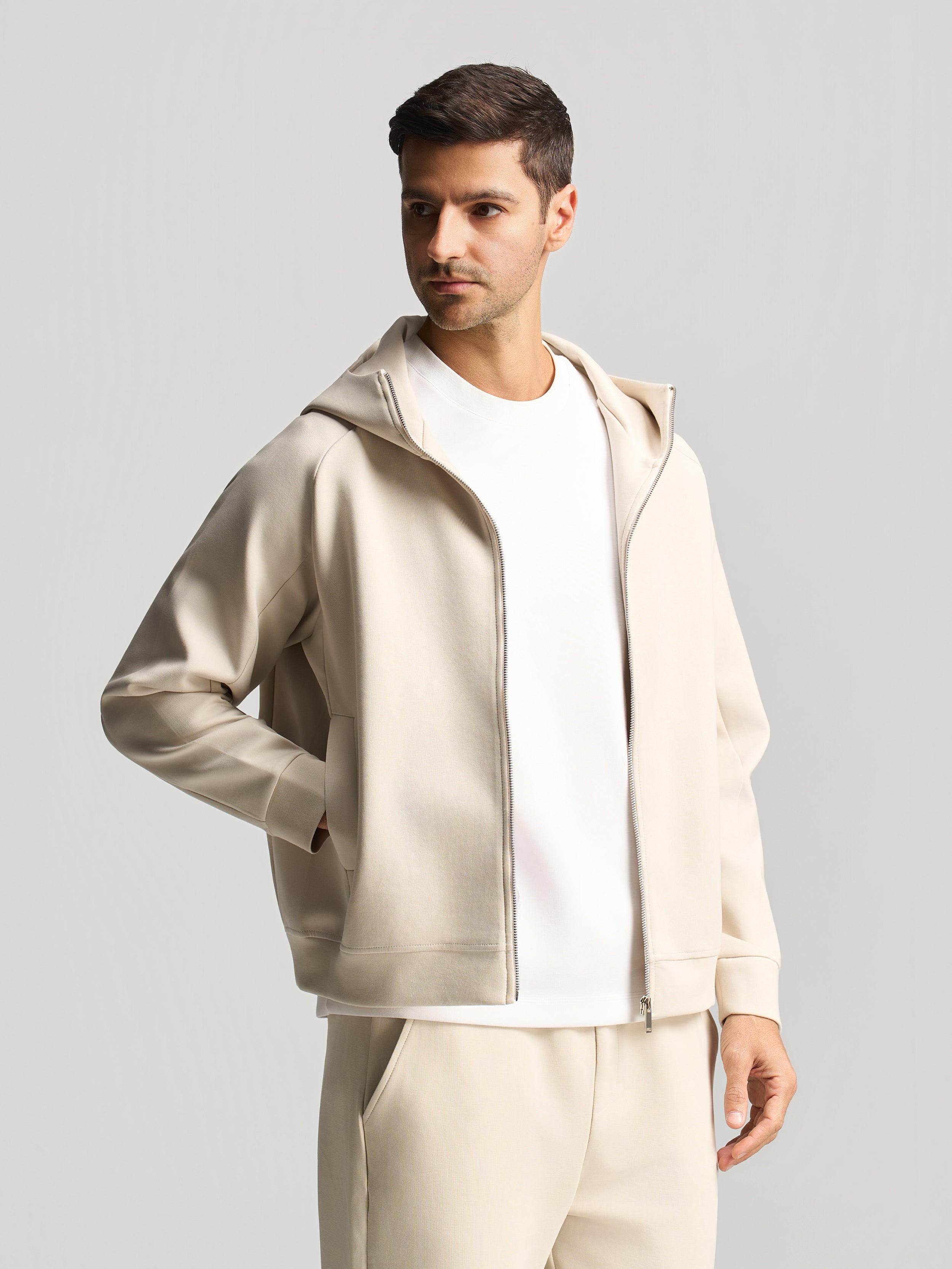Beige Essential Hooded Jacket