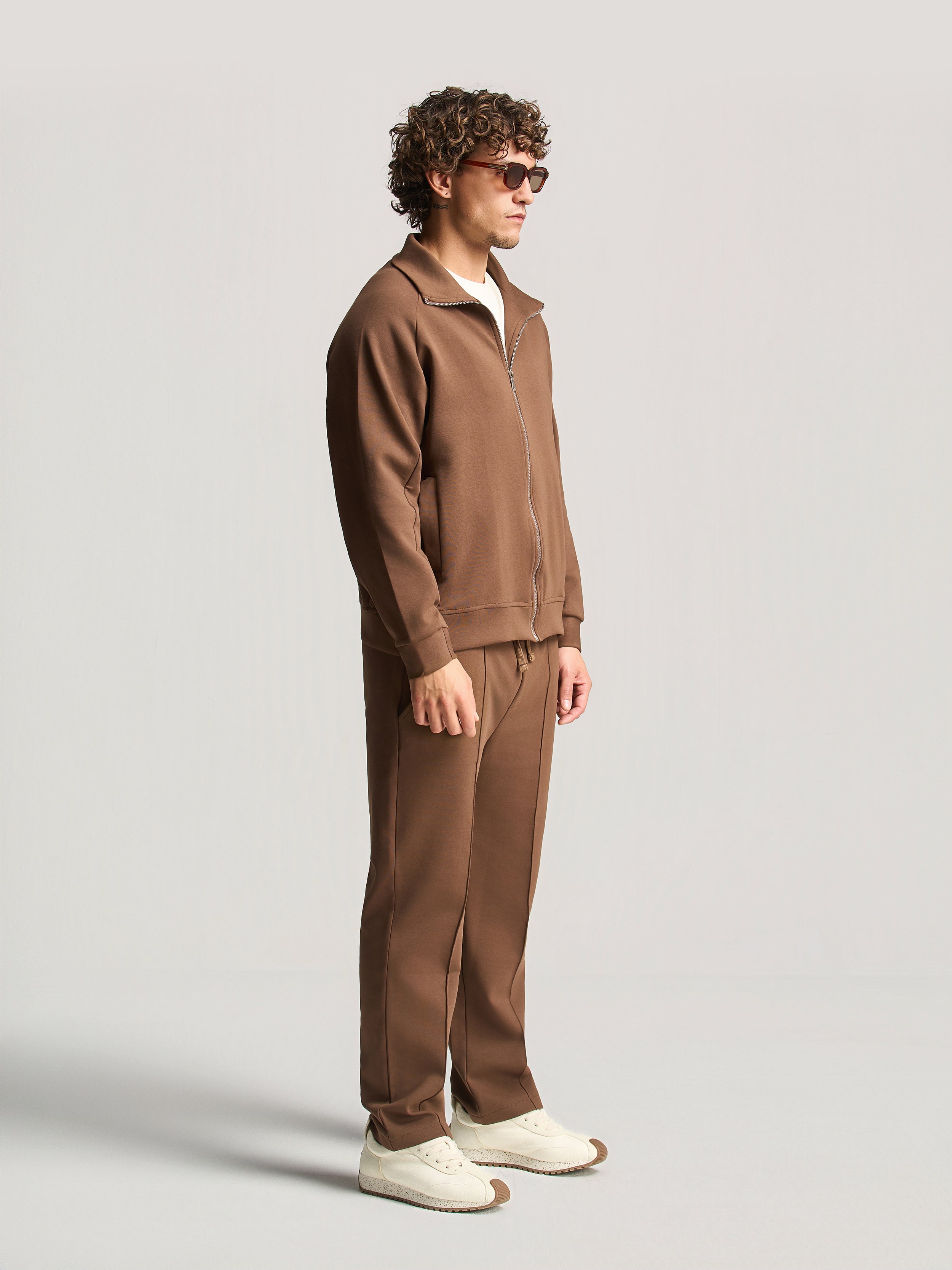 Brown Essential Funnel Neck Suit