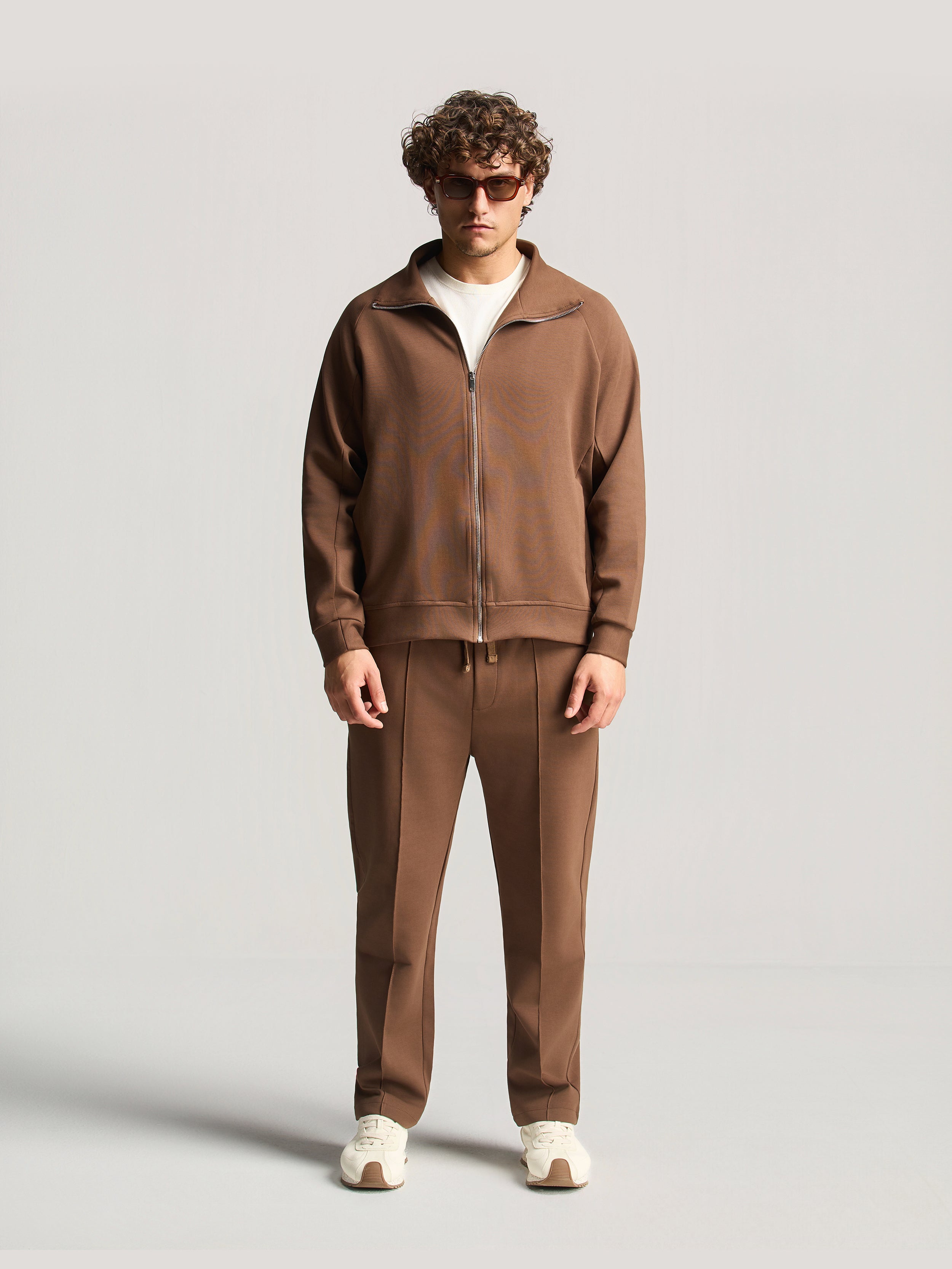 Brown Essential Funnel Neck Suit