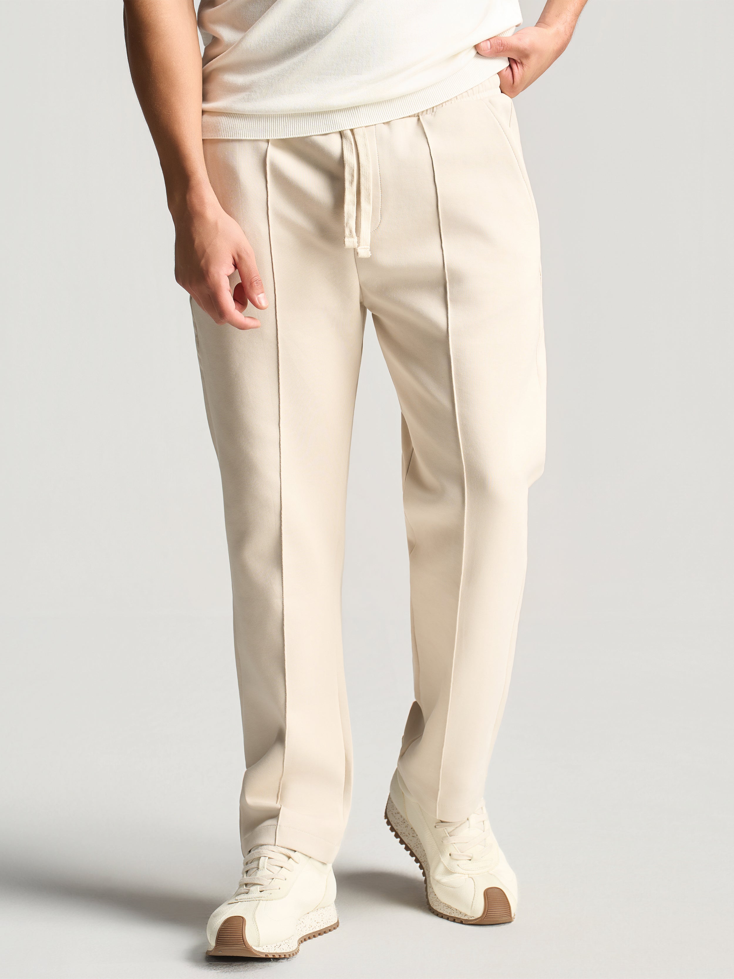 Beige Essential Tapered Pants
