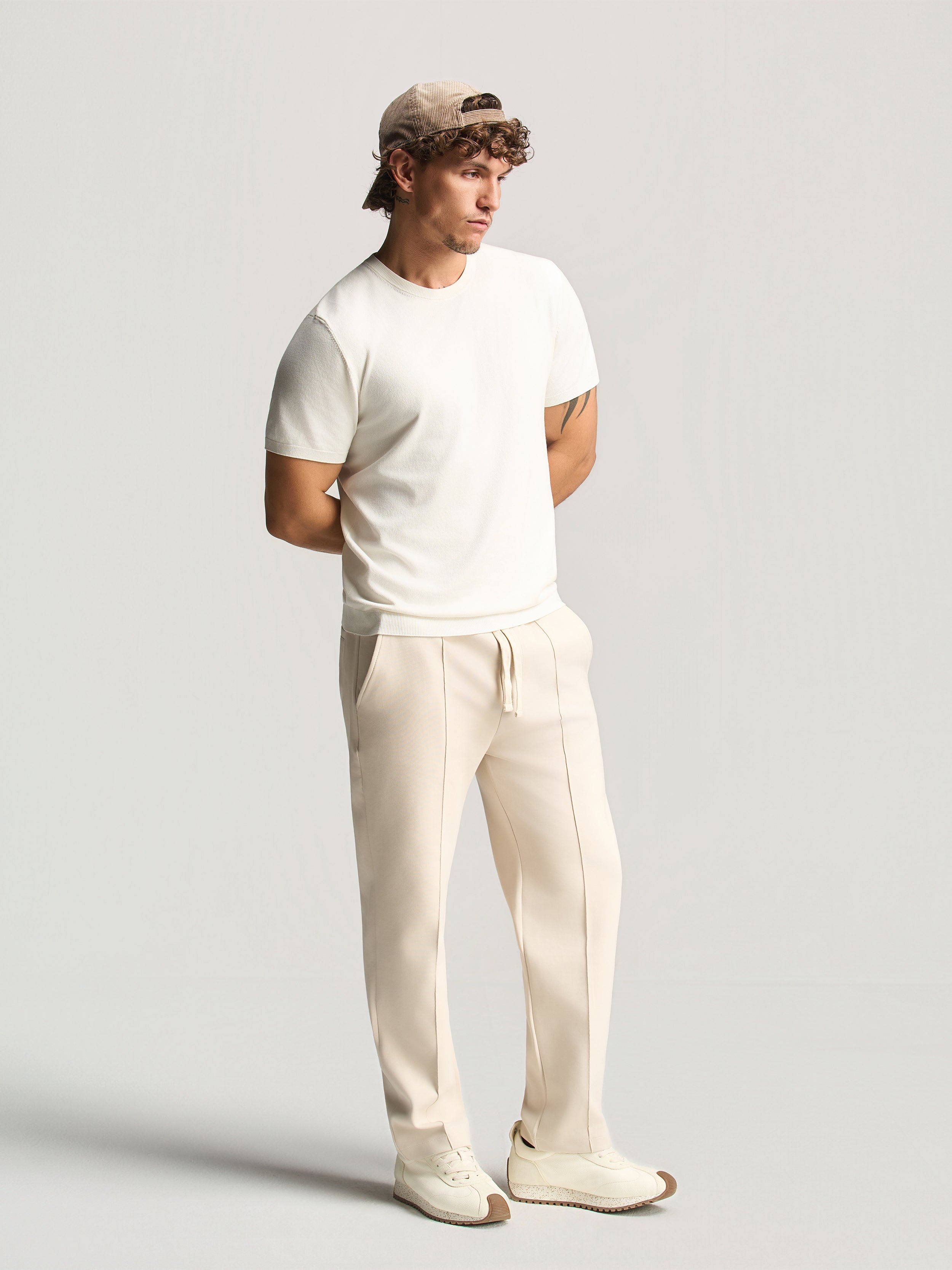 Beige Essential Tapered Pants