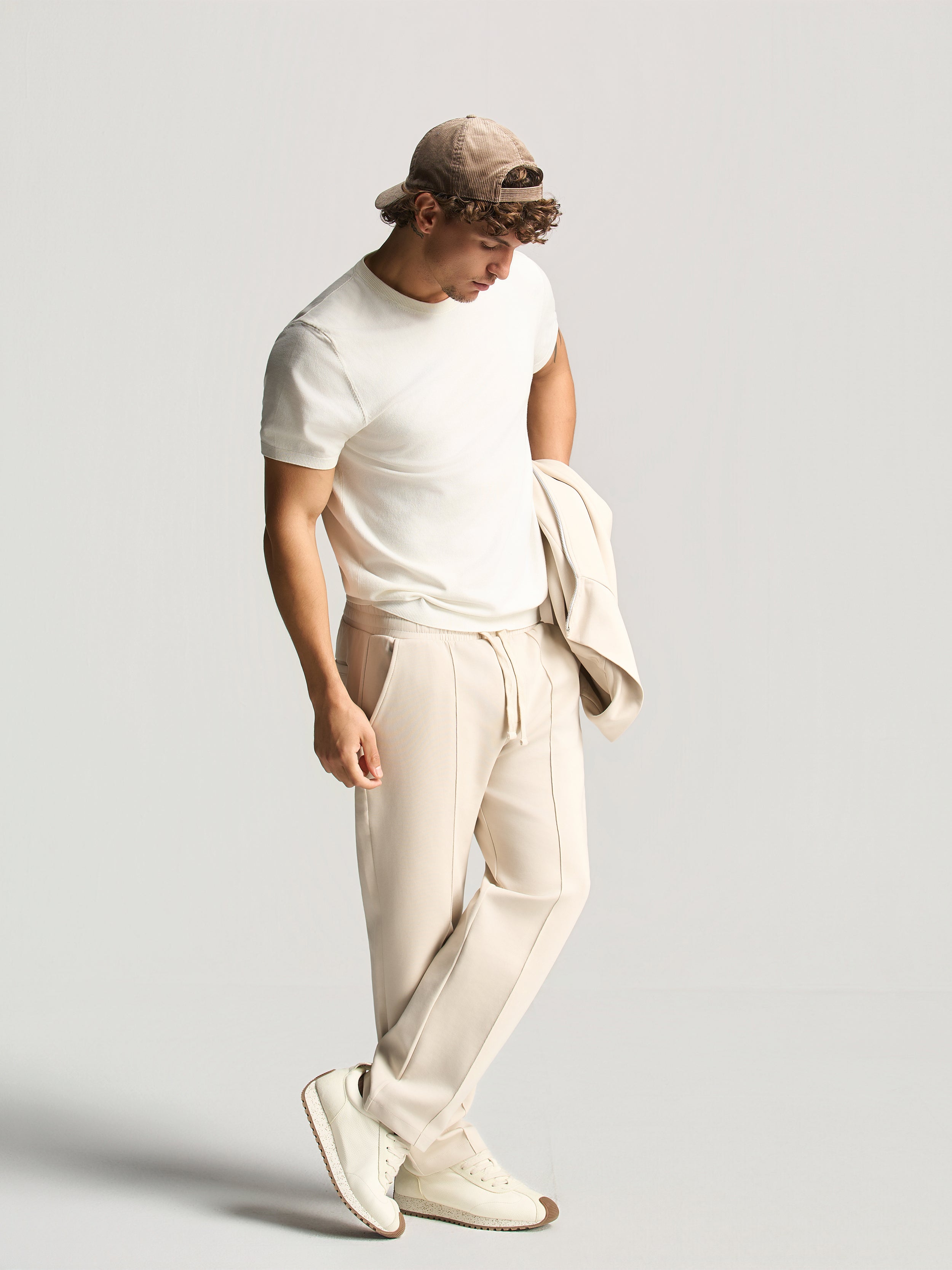 Beige Essential Tapered Pants