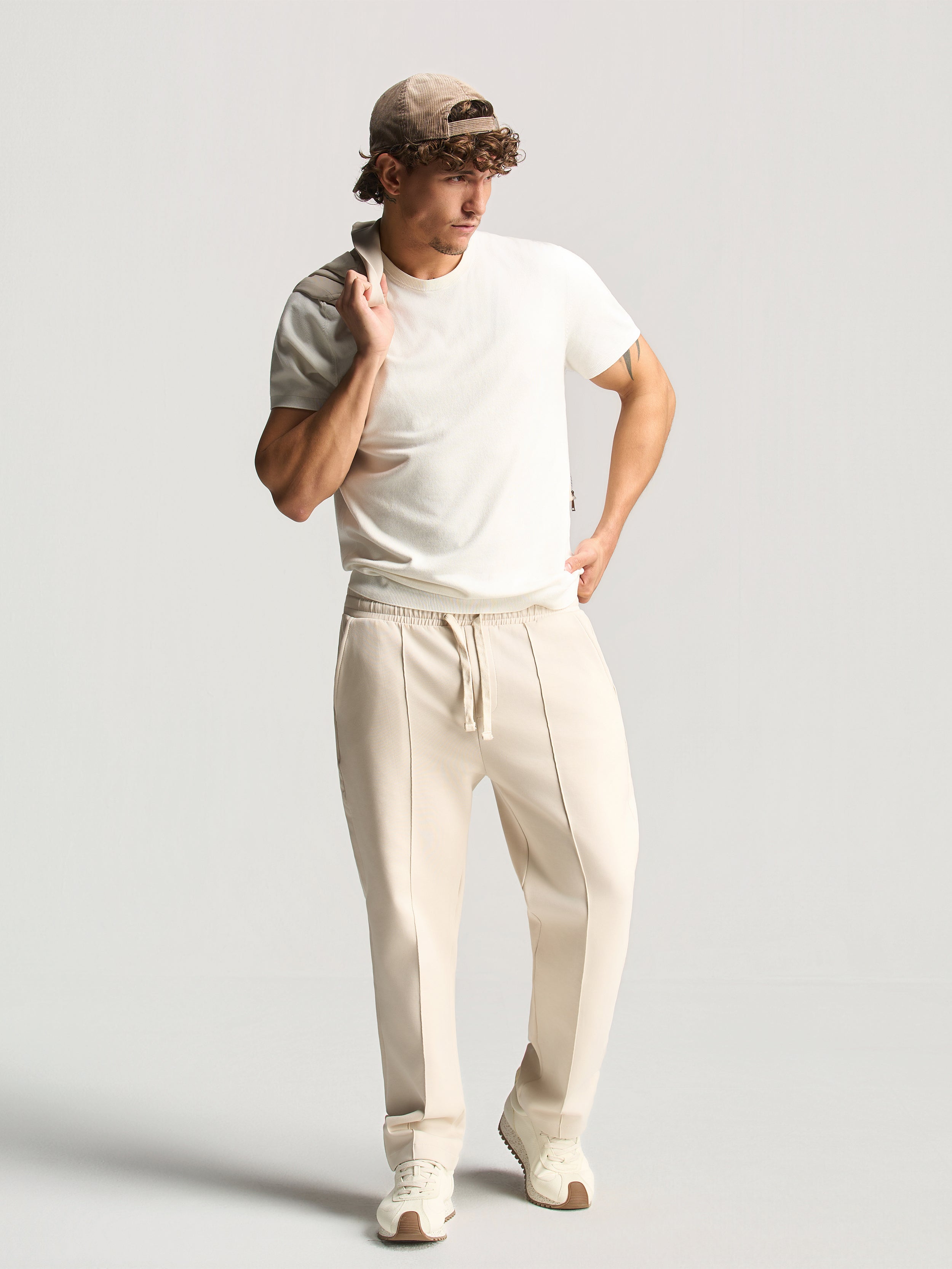 Beige Essential Tapered Pants