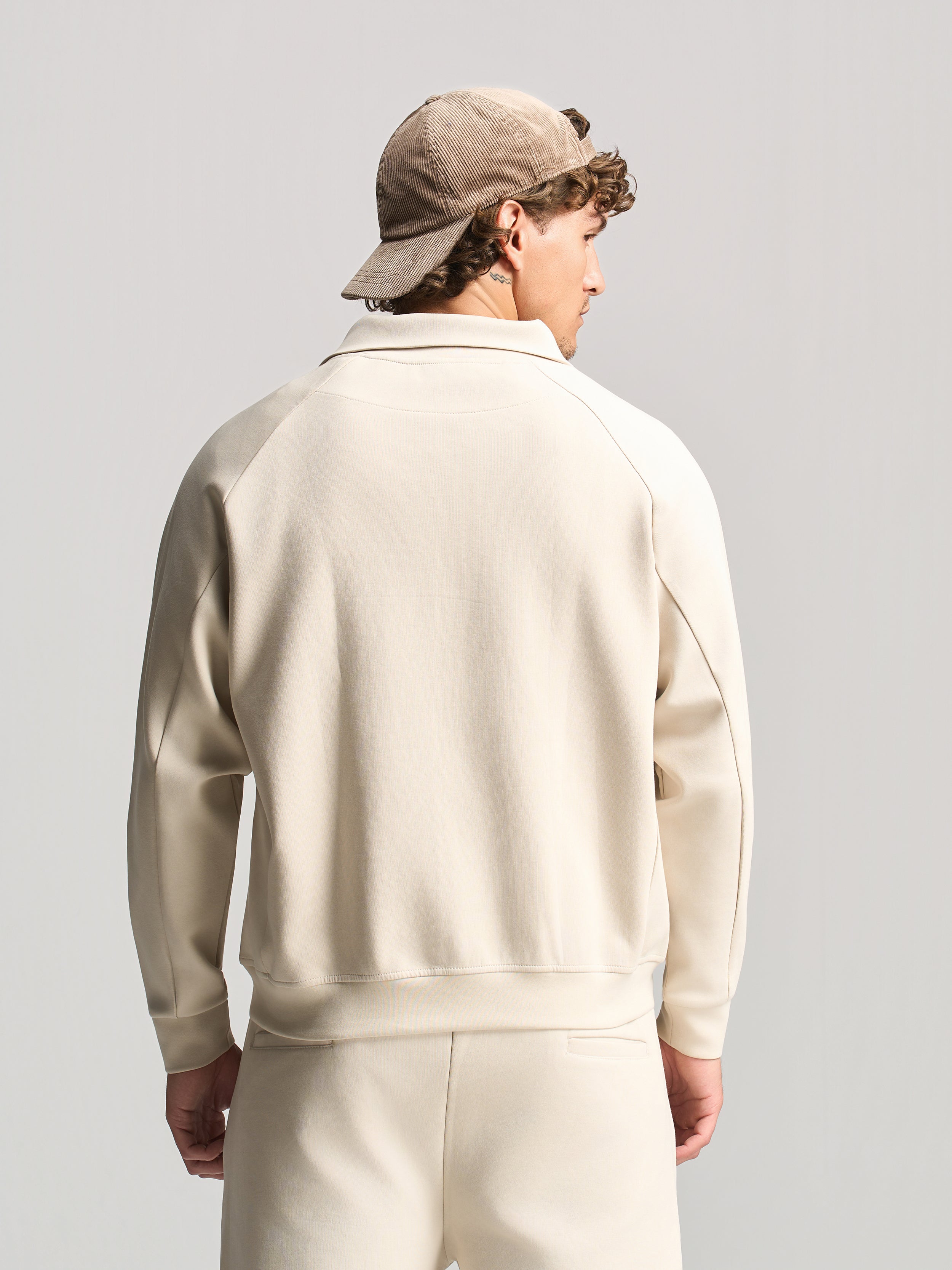Beige Essential Funnel Neck Jacket