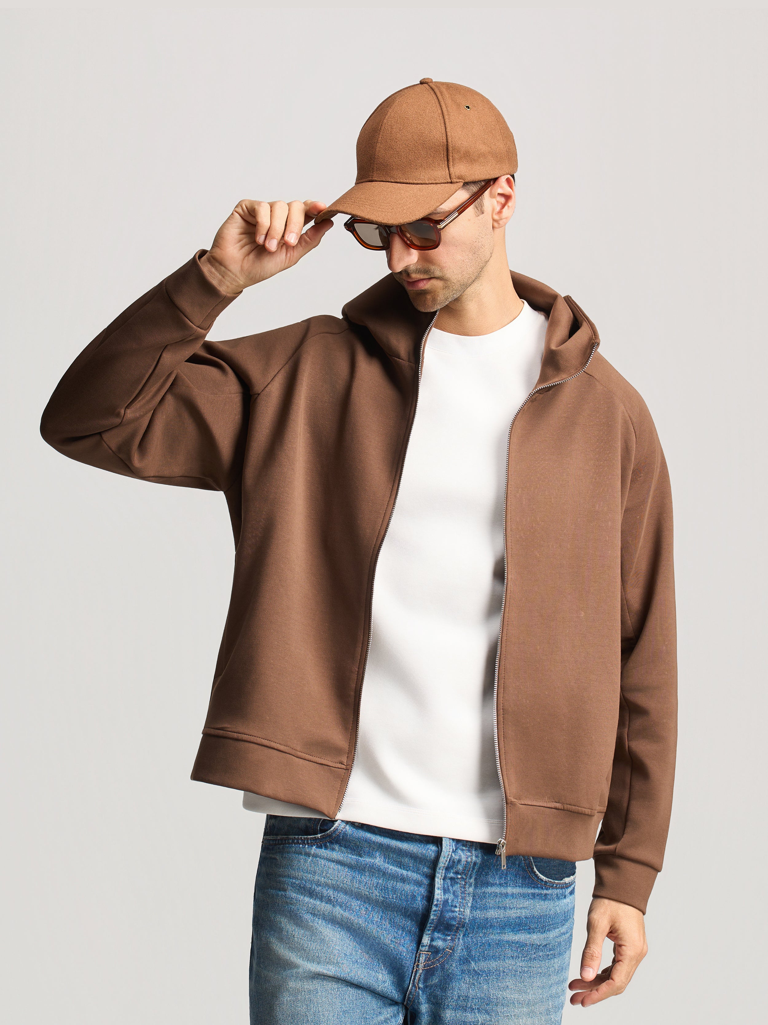 Brown Essential Hooded Jacket