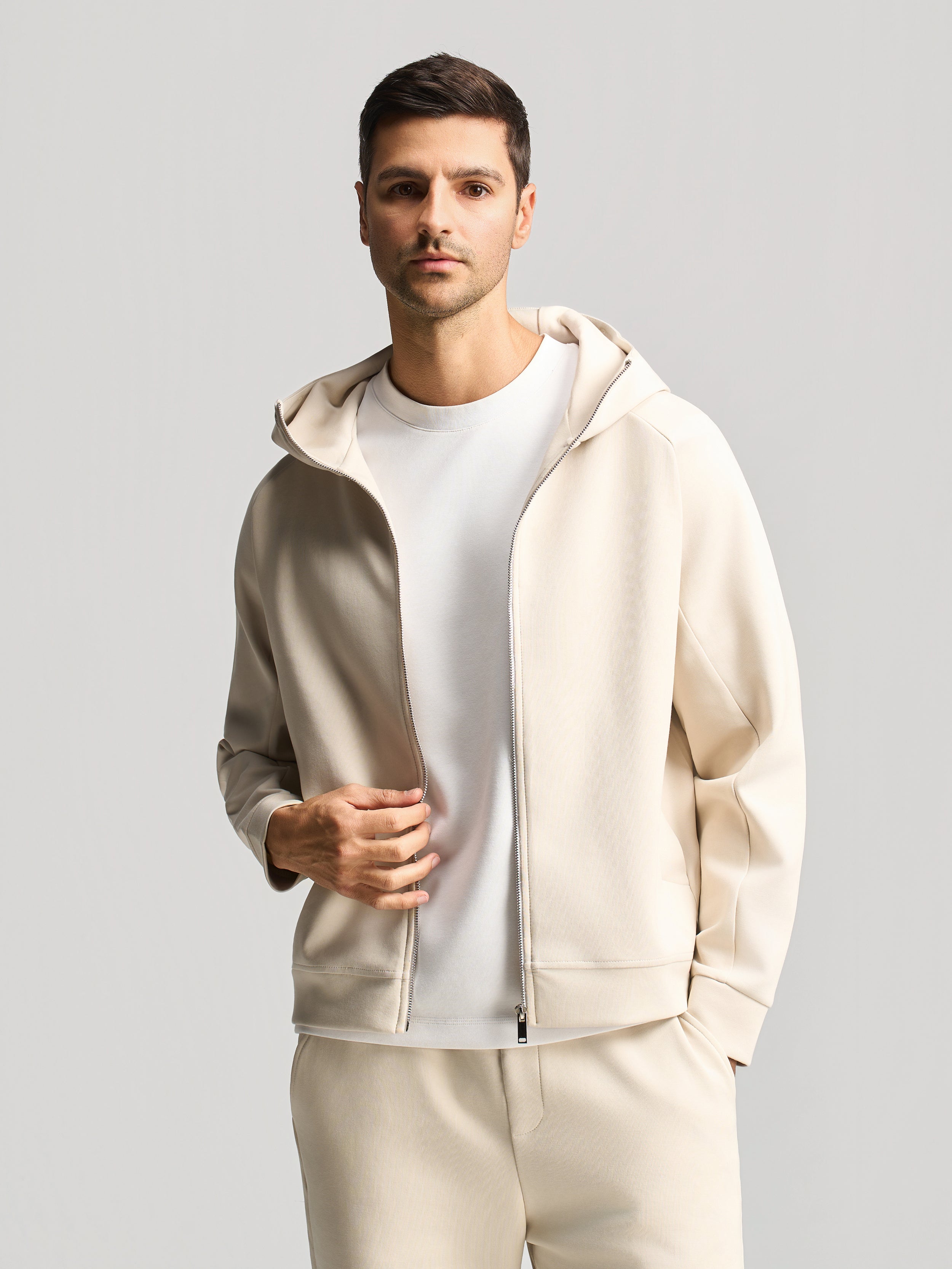 Beige Essential Hooded Jacket