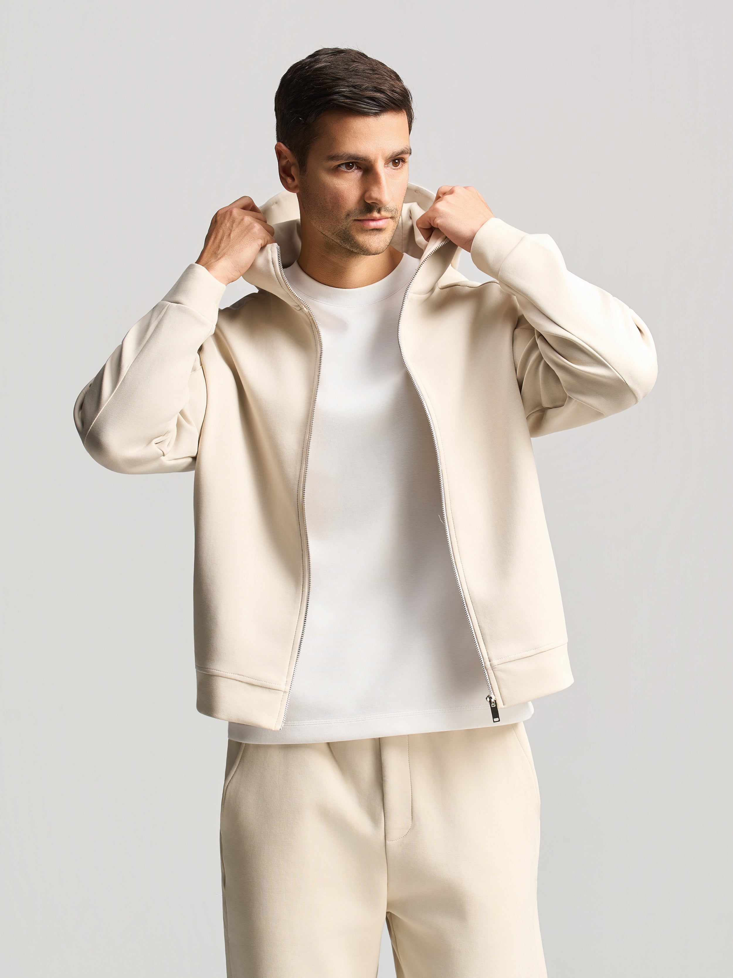 Beige Essential Hooded Jacket