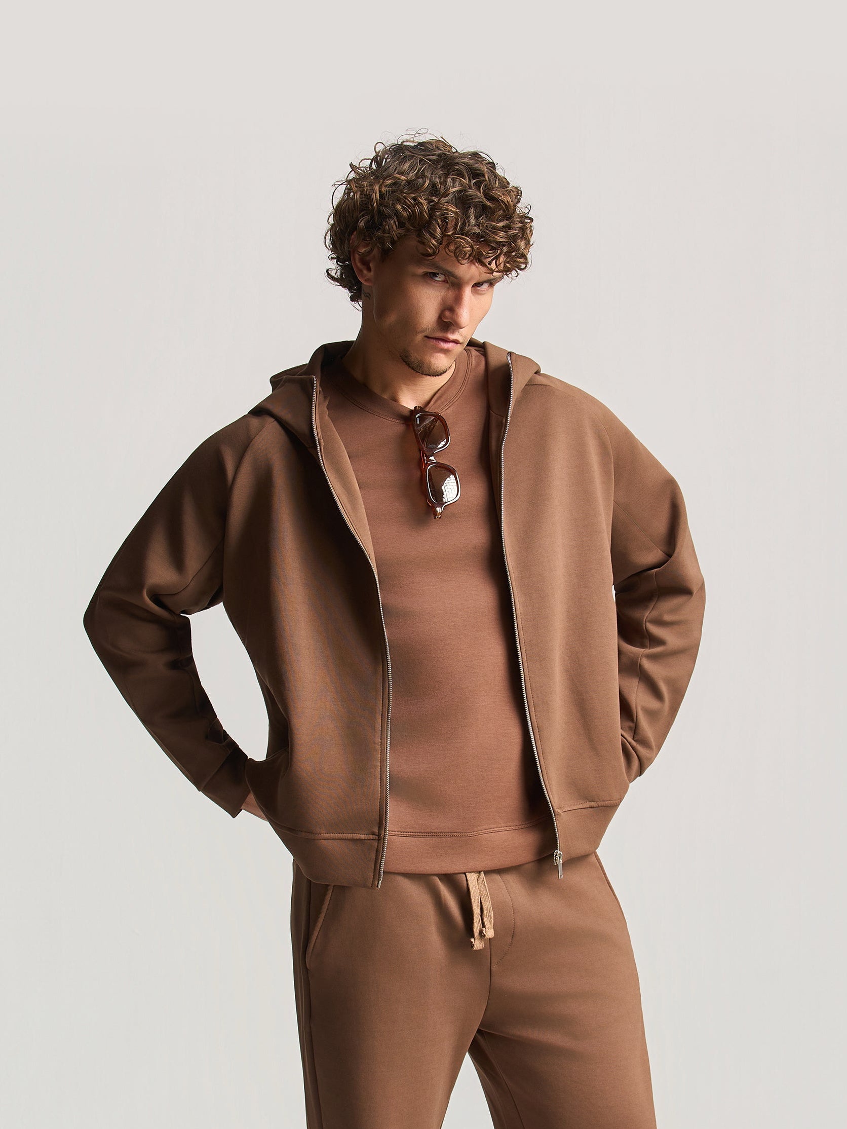 Brown Essential Hooded Jacket