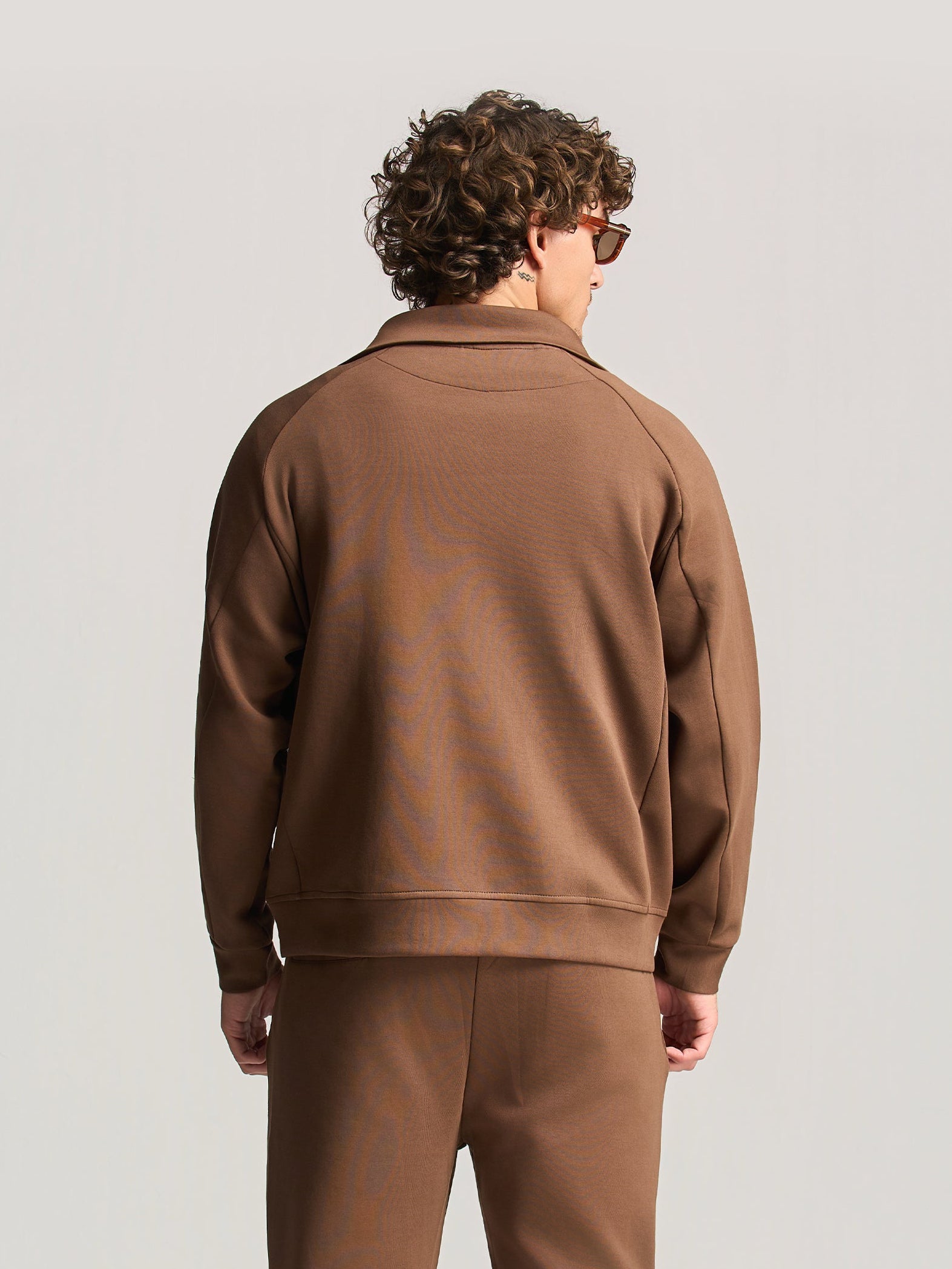 Brown Essential Funnel Neck Jacket