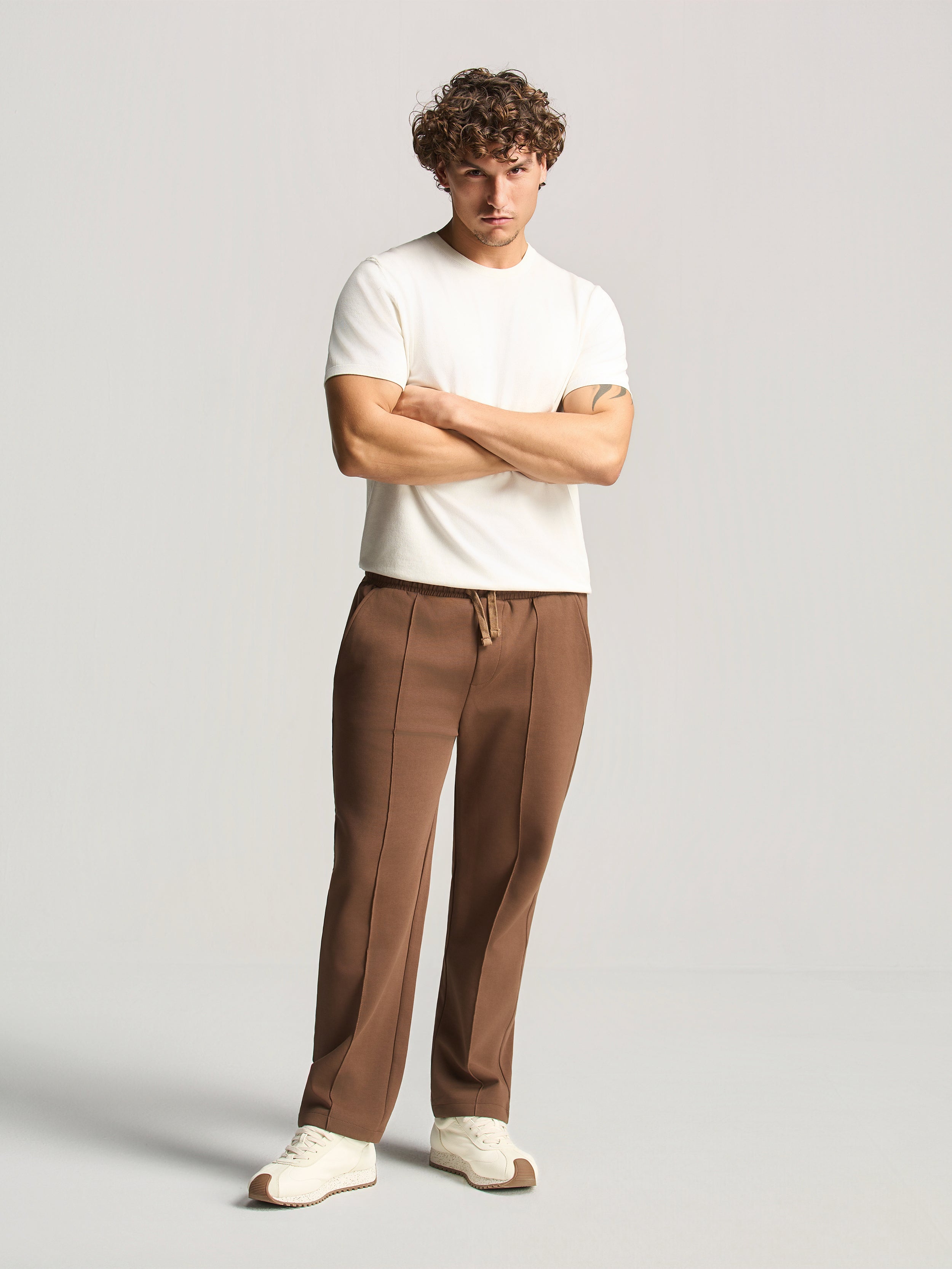 Brown Essential Tapered Pants